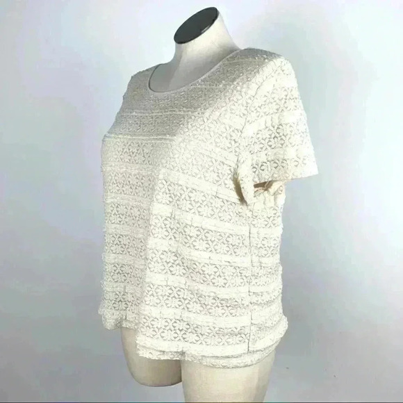 Alfred Dunner Womens top size XL cream floral eyelet - Picture 5 of 8